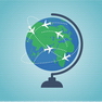 Globe with flight paths